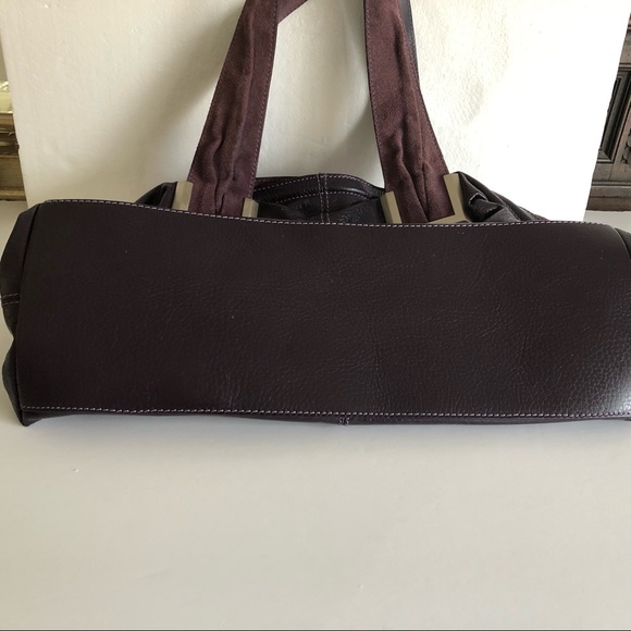 Grape Nicoli Italian leather and suede handbag LARGE with silver accents NEW! - Picture 4 of 5